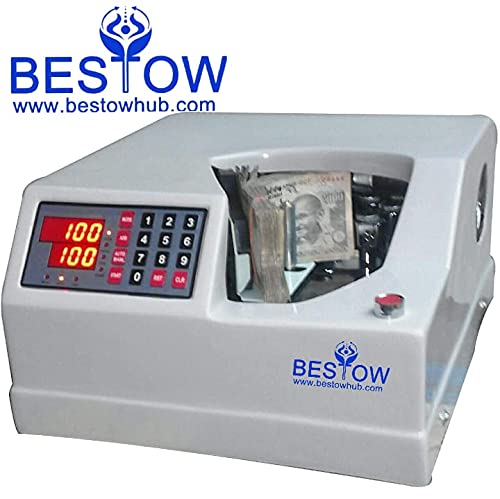 Image of Bestow Heavy Duty Currency Counting Machine | 1500 Notes /Minute High-Speed Note Counter for Bank, Office & Home Use (White)