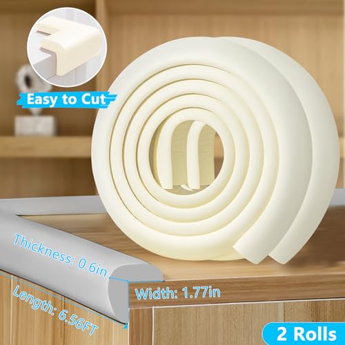 Image of ZOMPAGO Baby Proofing Edge Protector,2 Roll Foam L-Shape Self-Adhesive Corner Guards,Baby Crib Bumper Pad,Wall & Corner Protector Baby,Foam Corner Protectors for Nursery Kitchen Fireplace Furniture