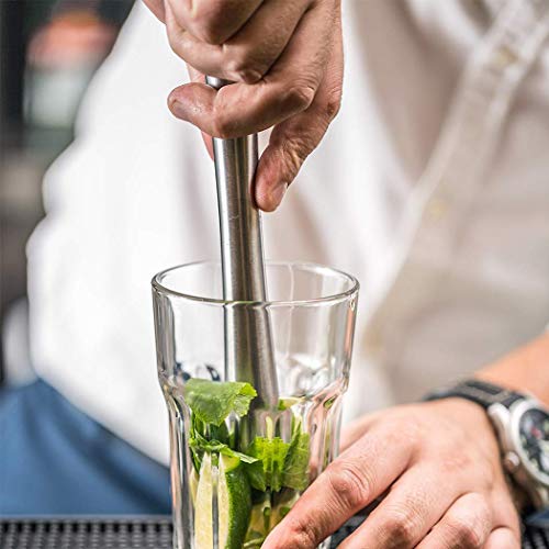 Natureland Stainless Steel Cocktail Muddler And Mixing Spoon Home Bar Tool Set - Create Delicious Mojitos And Other Fruit Based Drinks (8" Muddler) #TOP2