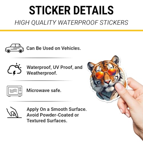 Image of (3Pcs) Cool Tiger Sticker, Tigers Sunglasses Sticker, King Animal Decal, Tiger Face Stickers, Ti-ger Bumper Vinyl Decal - Stickers for Laptop Water Bottle Phone Car Window Helmet (6 inch)
