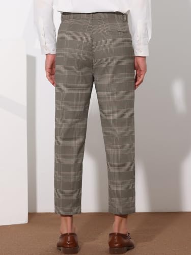 Lars Amadeus Plaid Dress Pants for Men's Flat Front Ankle Length Cropped Pants3