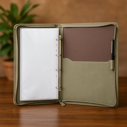 Image of Sukeshcraft Pu Multiuse 25 File Sleeve for Documents, Certificates, Fixed Deposit Receipt, Portfolio B4 Size Documents Holder for Sports, Office, Home, School (Mil Green, B4 Size Leaf)