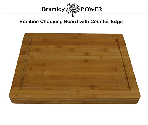 Bramley Power scultura di legno di bambù cucina grande tagliere con scanalatura e contatore Edge