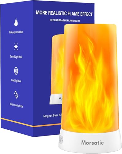 Image of Morsatie【Upgraded Flame Light, Rechargeable LED Flickering Flameless Candles, 4 Modes Battery Operated Candles with Upside Down Effect, Waterproof LED Candles for Indoor Outdoor 1 PCS