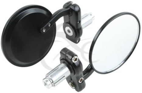 Miniatura 2 de XFMT Espejos retrovisores negros para motocicleta de 3 pulgadas, redondos, 78 pulgadas, compatible con BMW, Buell, Ducati, Harley Davidson, Honda,