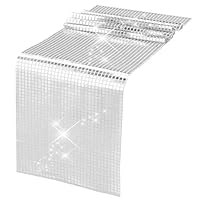 DSLSQD Disco Party Tischläufer,30*275cm Silber Disco Tischdecke,Glitter Paillette Tischläufer,Discokugel Tischläufer,für Retro 70er 80er Jahre Disco Party Deko Geburtstag Tanzparty Hochzeit Tischdeko