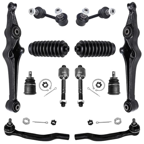Image of Detroit Axle - 12pc Front End Suspension Kit for 1998-2002 Honda Accord 1999-2003 TL 2001-2003 CL 2 Lower Control Arms 2 Lower Ball Joints 4 Inner & Outer Tie Rods 2 Sway Bar Links 2 Boots Replacement