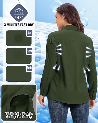33,000ft Women's UPF 50+ UV Long Sleeve Sun Protection Safari Shirts Quick Dry Outdoor Fishing Hiking Travel Shirt2