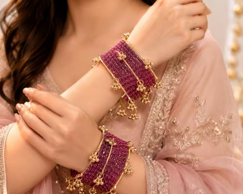 Image of Kashmiri Ghangharoo Glass Bangle Set for Women| Light Weight Bangles | Traditional Transparent Fancy Glass Chudi Set for Wedding, Party.