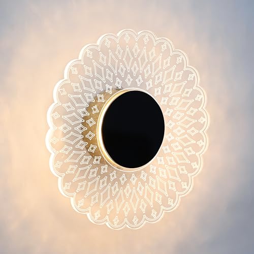 Image of Groeien 15watt Solaris Glow Modern LED Wall Lamp | Golden Decorative Wall Light for Living Room, Bedroom & Hall | Artistic Solaris Design Wall Fixture for Home Decor- Warm White(SolarisGlow, 1)