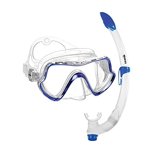 Mares Combo Pure Vision – Set de Snorkel Adulto con máscara de Silicona, Tubo Semi seco Breezer y válvula de Purga, Ideal para Buceo y exploración