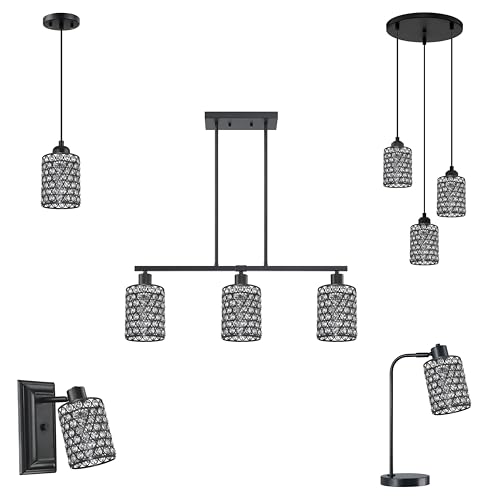 Image of 2 Pack Crystal Replacement Covers Metal Shade Pendant Ceiling Chandelier Wall Sconce Lamp Black Fixture