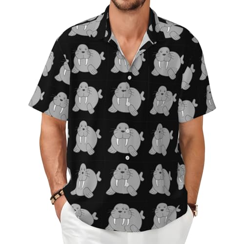 Chemise imprimé morse homme en tissu fluide léger de vacances