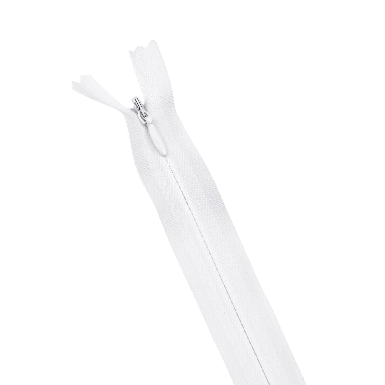 DIY Craft Zipper 10pcs 3# Invisible Nylon Zipper Coils, Practical Zippers Length 28cm-60cm for DIY Handcraft Sewing(White,35cm)