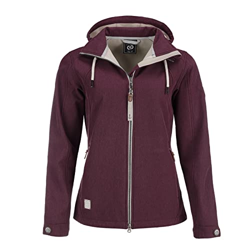 Dry Fashion Damen Softshell Jacke Damp Meliert - Frauen Jacke Outdoorjacke Atmungsaktiv Kapuze Wind- und Wasserabweisend in Beere Größe 52 Cover