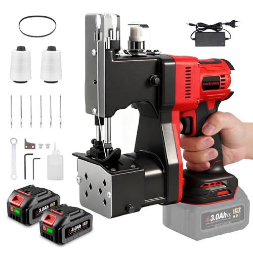 Onevan Máquina De Coser Eléctrica De 210 W, Funciona Con Pilas, Para Bolsa De Yute Y Bolsa De Papel Kraft, Kit De Máquina De Coser, Grosor 8-15 Mm, Con Cortador Automático