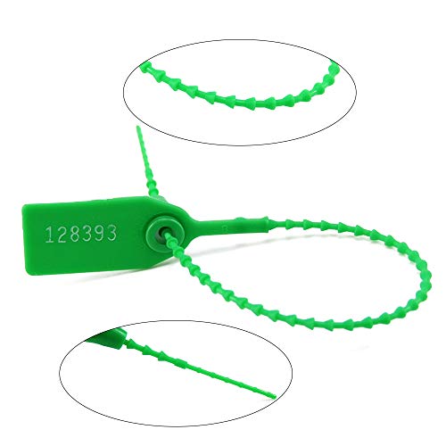 100 Pull Tight Anti-Tamper Numbered Plastic Security Fire Extinguisher Tag Self-Locking Election Box Safety Ties (Green)