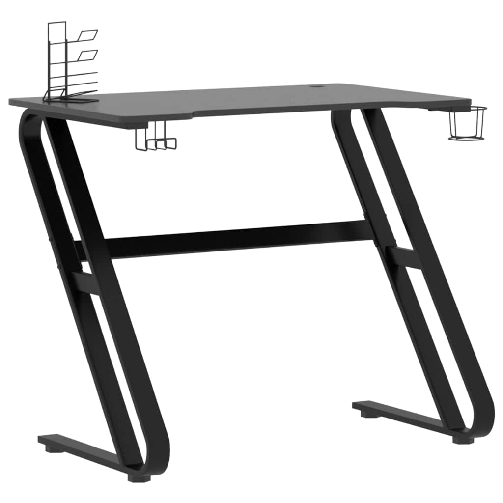 Scrivania,Supporto per stampante,Piccola postazione di lavoro in casa,Scrivania per computer in stile moderno,Scrivania da Gaming con Gambe a Forma di ZZ Nera 90x60x75cm