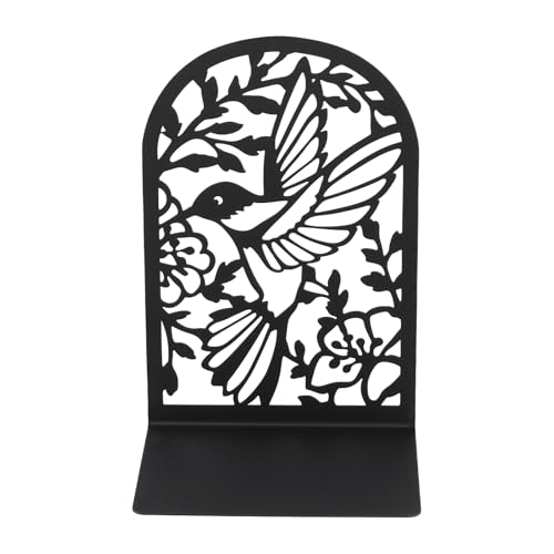 CHUENKUK 10 Stück Metall Bücherhalter Bookends, 18,1 x 12 x 8,5cm Vogel Design Schwarz Buchstütze, Bücherregal für Bücher und Regale