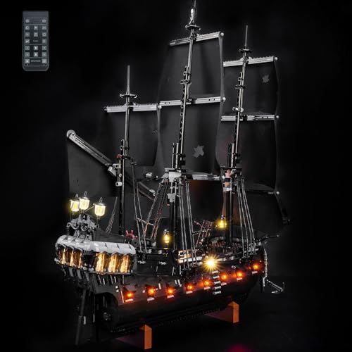 LocoLee Kit d'éclairage compatible avec le bateau pirate Lego Captain Jack Sparrow - Pas de modèle uniquement - Accessoires d'éclairage LED compatibles avec...