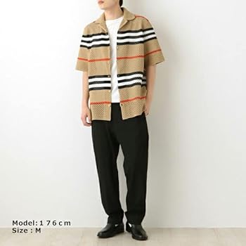 Amazon | [BURBERRY] [バーバリー] 半袖シャツ アイコンストライプ ポインテルニット シャツ ベージュ メンズ 8050268  A1420 MALET CAMEL [並行輸入品] | シャツ 通販