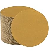 Shawya 3 Inch Sanding Disc 50 PCS Gold Hook and Loop No Hole Sanding Discs 320 Grit Aluminum Oxid...