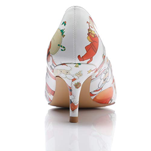 Image of Reindee Lusion Womens Low Kitten Comfortable High Heels Music Note Printed Closed Toe Sexy Pumps Shoes