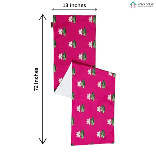 Image of HOMADORN Premium Digital Printed Table Runner - Double Layered Durable Fabric, Elegant Dining & Coffee Table Decoration, Fade-Resistant Prints, Easy Care (13x72 Inches ( 6 Seater), Lotus Bloom)