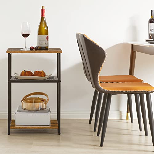IBUYKE Mesa Auxiliar de 3 Niveles,Extremo del Sofá, Mesita de Noche de Estilo Industrial,Estructura de Acero Resistente,para Pasillo,Sala de Estar, Dormitorio,39 x 29 x 59cm, Marrón TMJ403H - imagen 4