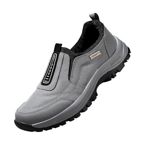 Hotter Shoes for Men Clearance The Deal Men Trainers Slip On Running Trainers Winter Boots Arch Support Walking Sneakers Warm Fur Lined Shoes Lightweight Non Slip Wide Fit Snow Boots