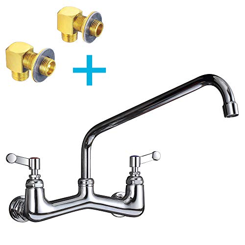 JZBRAIN 8 Inch Center Commercial Faucet Wall Mount Kitchen Faucet with 14" Swing