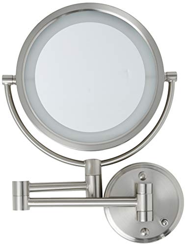 Jerdon Hl88Nld 8.5" Led Lighted Direct Wire Makeup Mirror With 8X Magnification, Nickel Finish #TOP1