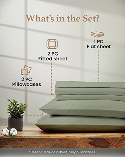 Image of Good Sleep Bedding Split King Sheets Sets for Adjustable Bed, 5 Piece, 100% Egyptian Cotton Sheets for Adjustable Beds, Sateen Weave, Ultra-Soft, 16 inch Deep Pocket BedSheets - Sage