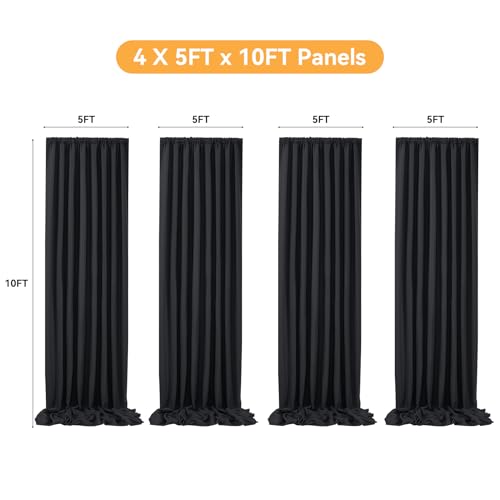 Cortinas de Fondo Negro 20x10FT, 4 Paneles 5x10FT miniatura 6