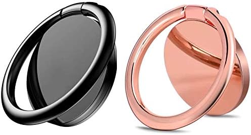Iends Finger Ring Stand Rotation Cell Phone Ring Holder Stand Silver Circle Kickstand Universal Mobile Phone Ring Grip Stand Compatible with iPhone iPad Samsung Other Smartphones Tablet [Pack of 2]