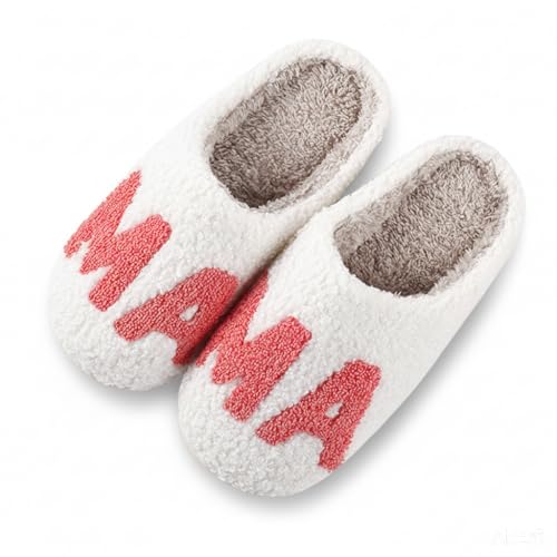 V OPXIN Mama Bear Slippers for Mom Wife Women Cozy Plush Fuzzy Soft Warm Memory Foam Slip-on House Slippers for Indoor and Outdoor Mothers Day Gifts from Daughter Son