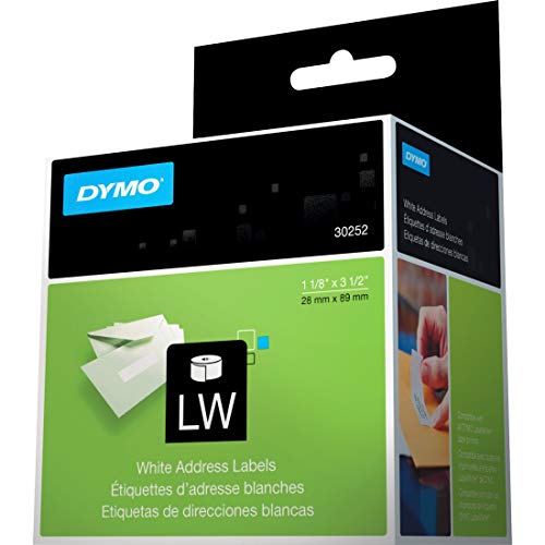 Image of DYMO Authentic LW White Mailing Address Labels, for LabelWriter Label Printers, 1-1 /8 inch x 3-1 /2 inch, 2 Rolls of 350 (Pack of 10)