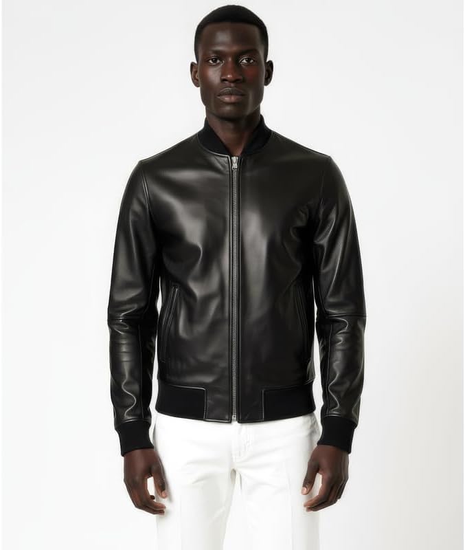 Men’s Real Leather Bomber Jacket Genuine Leather Outerwear for Men - Image 5