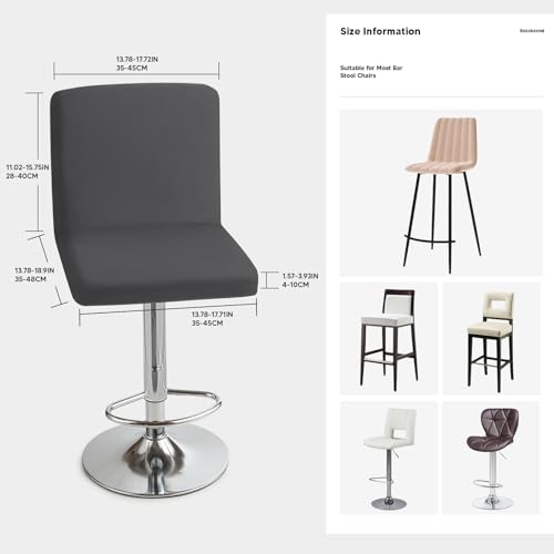 Eozakavod Barhocker-Schonbezüge, 4er Set Stylische Stuhlhussen Stretch-Stuhlbezug Einfache Reinigung Barhockerbezüge Universal Esszimmerstuhlbezüge für Bar & Esszimmer (Dunkelgrau, 4er Set)