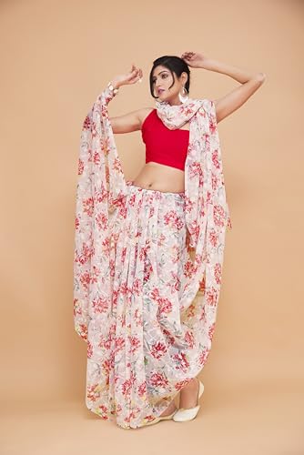 Image of Garden Vareli Summer Roganza Viscose Brasso Floral Print Christmas Special Saree