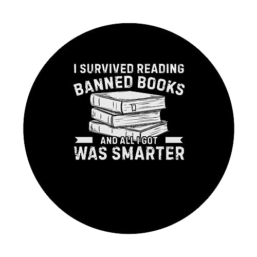 Reader Funny I Survived Reading Banned Books PopSockets Swappable PopGrip, Black - Image 3