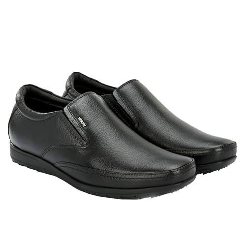 Image of Shoes Genuine Leather Comfortable Slip On Black Formal Shoes for Men | Office Uniform Dress Loafer Shoe for Office Bussiness Meeting - Black