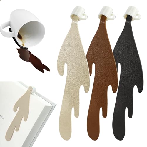 Irikdescia 3 Segnalibri Spilled Caffè, Unico Divertente Bookmark, Personalizzato Creativo In Pelle Segnalibro Regalo Per Gli Amanti Di Libr