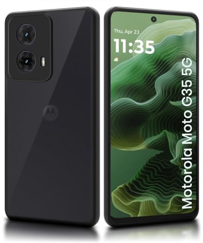 Image of WOW IMAGINE Translucent Hybrid Back Case Cover for Motorola Moto G35 5G Smoked Matte Back | Shock Proof 360 Degree Protection | Protective Hard Case - Matte Black