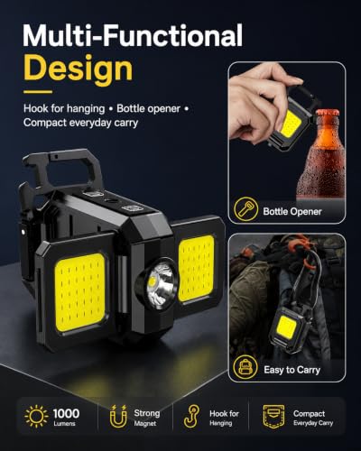 Image of Mini Rechargeable Keychain Light,Emergency Flash Light, High Lumen Super Bright LED Mini Torch Light, Portable COB Light with Magnet,Bottle Opener for Dog Walking,Car Repair,Emergency,Camping