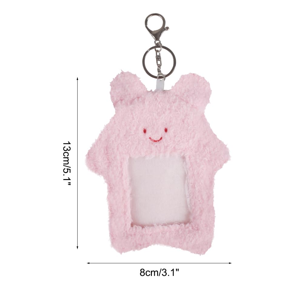 Cute Photocard Holder, 2PCS Cartoon Plush Card Sleeves with Keychain Kawaii Cat Card Cover for Credit Bank Bus Student Card ID Badge - Image 4