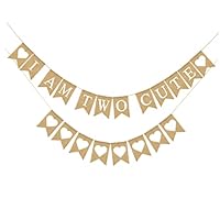 jojofuny 2pcs Birthday Party Flag Age Two Decorative Bunting Birthday Hanging Garland Flag for Backdrop Party Decorations