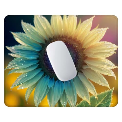 Alfombrilla de Ratón para Juegos 320x260 mm, Alfombrilla Ratón Girasol Amarillo, Alfombrilla de Ratón de Sobremesa para Portátil, Alfombrilla de Ratón con Base de Goma Antideslizante N-500
