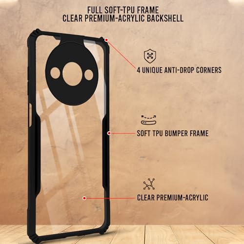 Image of Jkobi Back Cover Case for Xiaomi Redmi A3 2024 | Xiaomi Redmi A3x (Shockproof with Polycarbonate Clear Panel | Professional Black)