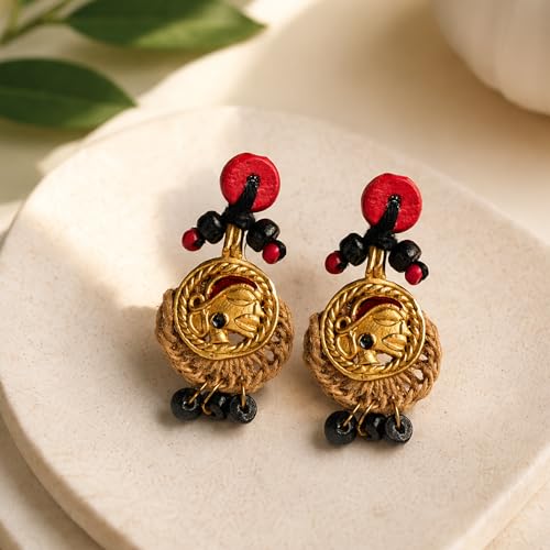 Image of Handcrafted Tribal & Dhokra Art Earrings Collection for Women - Royal Boho Statement Designs in Brass, Wooden, Beaded & Geometric Styles